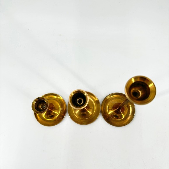 Vintage Solid Brass Graduated Taper Candlestick Holders Set of 3 Mid Century MCM - Picture 4 of 8
